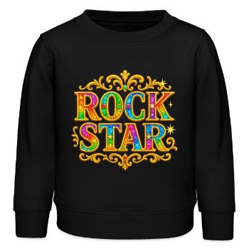 Embellissement de rock star à paillettes vibrantes - Sweat enfant bio Stanley/Stella - noir - Devant - AI Model Kid Male (0cm)
