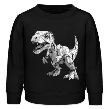 T-Rex Dino Papier Design - Kinder Organic Sweatshirt Mini Changer von Stanley/Stella - Schwarz - Vorne - AI Model Kid Male (0cm)