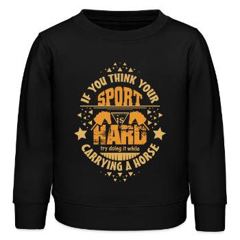 Hobby Horse - Kinder Organic Sweatshirt Mini Changer von Stanley/Stella - Schwarz - Vorne - AI Model Kid Male (0cm)