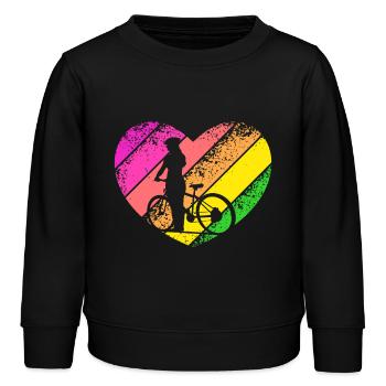 Herz Fahrrad Mädchen - Kinder Organic Sweatshirt Mini Changer von Stanley/Stella - Schwarz - Vorne - AI Model Kid Male (0cm)
