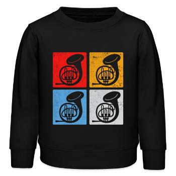 French horn - Kinder Organic Sweatshirt Mini Changer von Stanley/Stella - Schwarz - Vorne - AI Model Kid Male (0cm)