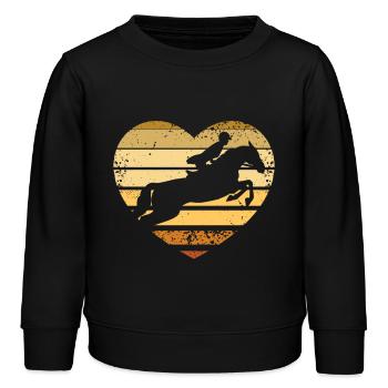 Springreiten Herz - Kinder Organic Sweatshirt Mini Changer von Stanley/Stella - Schwarz - Vorne - AI Model Kid Male (0cm)