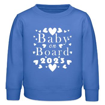 Bébé à bord grossesse enceinte 2023 - Sweat enfant bio Stanley/Stella - carolina blue - Devant - AI Model Kid Female (0cm)