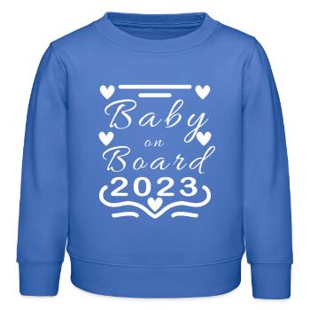Bébé à bord grossesse enceinte 2023 - Sweat enfant bio Stanley/Stella - carolina blue - Devant - AI Model Kid Female (0cm)