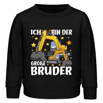 Geschwister Ich Bin Der Grosse Bruder Bagger - Kinder Organic Sweatshirt Mini Changer von Stanley/Stella - Schwarz - Vorne - AI Model Kid Male (0cm)