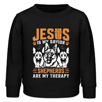 Jesus ist mein Retter, Hirten sind meine Therapie - Kinder Organic Sweatshirt Mini Changer von Stanley/Stella - Schwarz - Vorne - AI Model Kid Male (0cm)