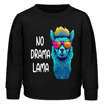 No Drama Lama mit Sonnenbrille Neon Alpaka - Kinder Organic Sweatshirt Mini Changer von Stanley/Stella - Schwarz - Vorne - AI Model Kid Male (0cm)
