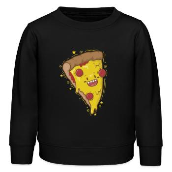 Salami Pizza freut sich - Kinder Organic Sweatshirt Mini Changer von Stanley/Stella - Schwarz - Vorne - AI Model Kid Male (0cm)