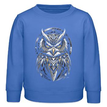 Yellow Owl - Geometric Symbol - Kids Organic Sweatshirt by Stanley/Stella - carolina blue - Front - AI Model Kid Female (0cm)