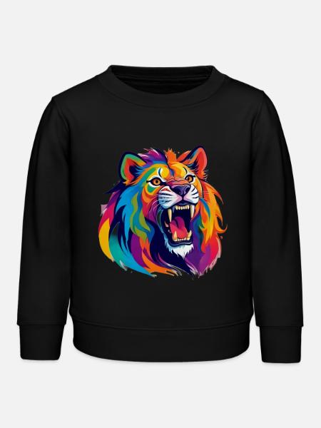Lion , fauve, animal sauvage, félin - Sweat enfant bio Stanley/Stella - noir