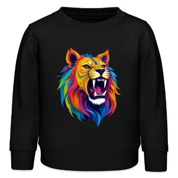 Lion, félin, lionne, dessin de lion - Sweat enfant bio Stanley/Stella - noir - Devant - AI Model Kid Male (0cm)