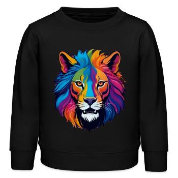 Lion, félin, lionne, dessin de lion - Sweat enfant bio Stanley/Stella - noir - Devant - AI Model Kid Male (0cm)