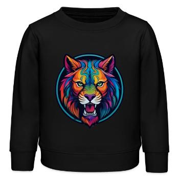 Lion, félin, lionne, dessin de lion - Sweat enfant bio Stanley/Stella - noir - Devant - AI Model Kid Male (0cm)