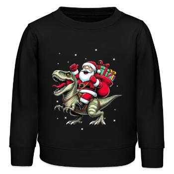 Santa Claus Rides Dino Christmas Dinosaur - Kids Organic Sweatshirt by Stanley/Stella - black - Front - AI Model Kid Male (0cm)