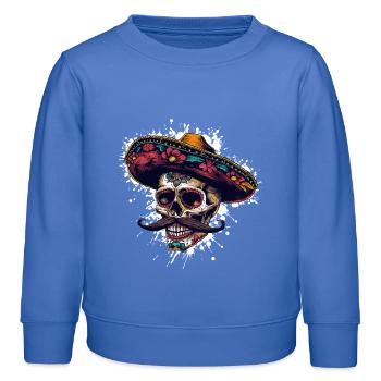 Crâne Mexicain Sombrero - Sweat enfant bio Stanley/Stella - carolina blue - Devant - AI Model Kid Female (0cm)