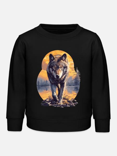 Wölfe Wolf - Kinder Organic Sweatshirt Mini Changer von Stanley/Stella - Schwarz