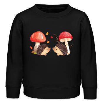 Mignon hérissons et champignons Illustration d’automne Mignon - Sweat enfant bio Stanley/Stella - noir - Devant - AI Model Kid Male (0cm)