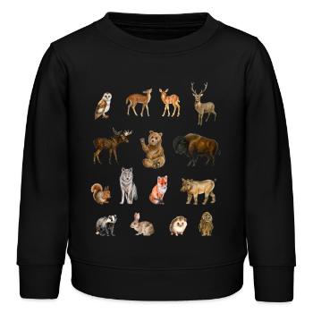 Forest Animals.T-shirt éducatif (sensoriel) - Sweat enfant bio Stanley/Stella - noir - Devant - AI Model Kid Male (0cm)