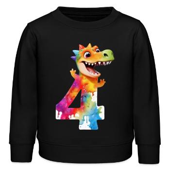 NUMMER 4 JAHRE DINOSAURIER 4. GEBURTSTAG DINO - Kinder Organic Sweatshirt Mini Changer von Stanley/Stella - Schwarz - Vorne - AI Model Kid Male (0cm)