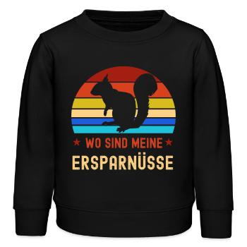 Eichhörnchen fragt wo sind meine Ersparnüsse - Kinder Organic Sweatshirt Mini Changer von Stanley/Stella - Schwarz - Vorne - AI Model Kid Male (0cm)