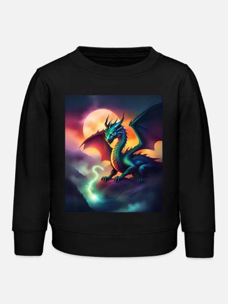 Magischer Drache - Kinder Organic Sweatshirt Mini Changer von Stanley/Stella - Schwarz