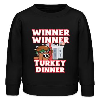 Donald  Winner Turkey Dinner - Kinder Organic Sweatshirt Mini Changer von Stanley/Stella - Schwarz - Vorne - AI Model Kid Male (0cm)