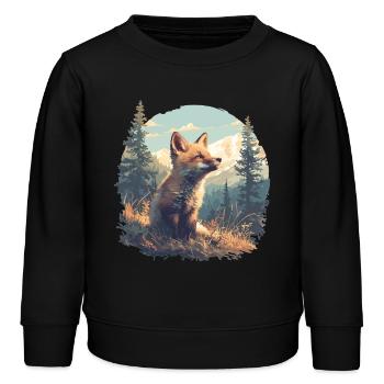 Füchse Fuchs - Kinder Organic Sweatshirt Mini Changer von Stanley/Stella - Schwarz - Vorne - AI Model Kid Male (0cm)