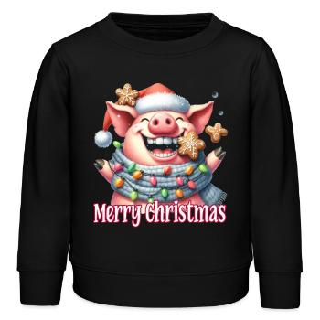 Cochon sucré avec Noël Müte Joyeux Noël - Sweat enfant bio Stanley/Stella - noir - Devant - AI Model Kid Male (0cm)