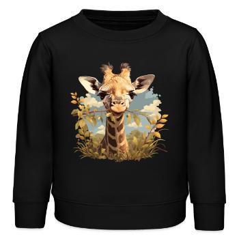 Giraffen Giraffe - Kinder Organic Sweatshirt Mini Changer von Stanley/Stella - Schwarz - Vorne - AI Model Kid Male (0cm)