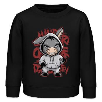 Esel Urban Animal Style Tierliebhaber - Kinder Organic Sweatshirt Mini Changer von Stanley/Stella - Schwarz - Vorne - AI Model Kid Male (0cm)