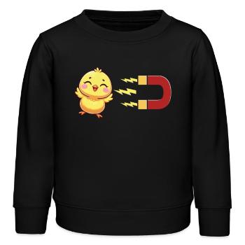 Süßes Küken Mit Magnet: Anziehungskraft Des Kükens - Kinder Organic Sweatshirt Mini Changer von Stanley/Stella - Schwarz - Vorne - AI Model Kid Male (0cm)