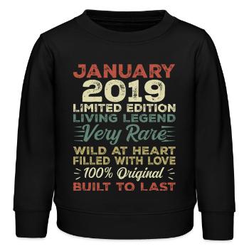 Januar 2019 Geburtstag - Januar 2019, January 2019 - Kinder Organic Sweatshirt Mini Changer von Stanley/Stella - Schwarz - Vorne - AI Model Kid Male (0cm)