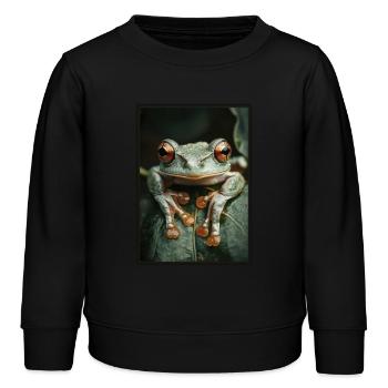 Frosch Frösche - Kinder Organic Sweatshirt Mini Changer von Stanley/Stella - Schwarz - Vorne - AI Model Kid Male (0cm)