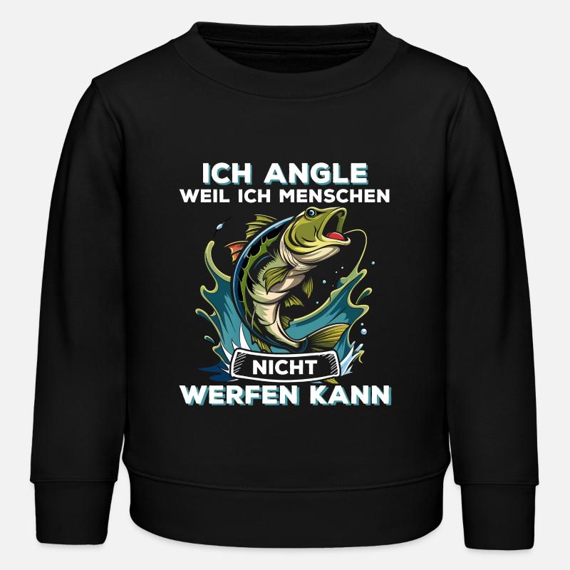 Ich Angle Weil Ich Menschen Nicht Werfen Kann - Kinder Organic Sweatshirt Mini Changer von Stanley/Stella - Schwarz