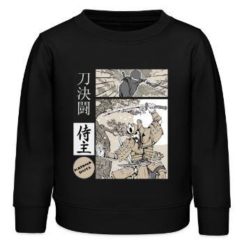 Samurai Katana Duel vs Ninja - Sweat enfant bio Stanley/Stella - noir - Devant - AI Model Kid Male (0cm)