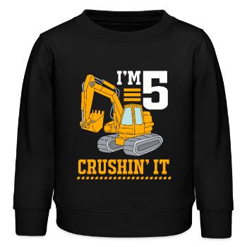 Baustelle Kindergeburtstag - Kinder Organic Sweatshirt Mini Changer von Stanley/Stella - Schwarz - Vorne - AI Model Kid Male (0cm)