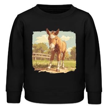 Pferde Pferd - Kinder Organic Sweatshirt Mini Changer von Stanley/Stella - Schwarz - Vorne - AI Model Kid Male (0cm)