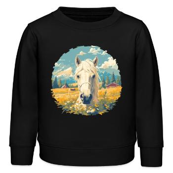 Pferde Pferd - Kinder Organic Sweatshirt Mini Changer von Stanley/Stella - Schwarz - Vorne - AI Model Kid Male (0cm)
