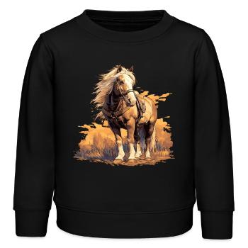 Pferde Pferd - Kinder Organic Sweatshirt Mini Changer von Stanley/Stella - Schwarz - Vorne - AI Model Kid Male (0cm)