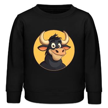 Drôle de dessin animé vache taureau - Sweat enfant bio Stanley/Stella - noir - Devant - AI Model Kid Male (0cm)