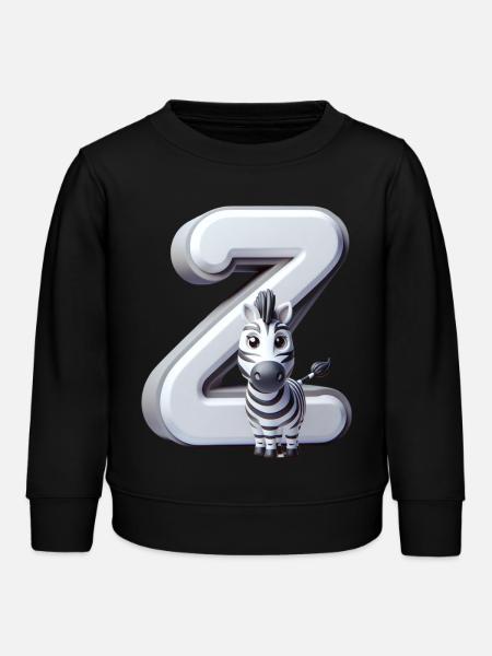 Zebra on the letter Z - Kids Organic Sweatshirt by Stanley/Stella - black