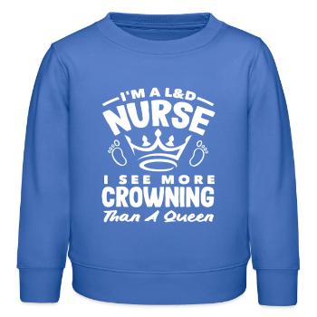 Hebamme Ich Sehe Mehr Krönung Als Eine Königin - Kinder Organic Sweatshirt Mini Changer von Stanley/Stella - carolina Blue - Vorne - AI Model Kid Female (0cm)