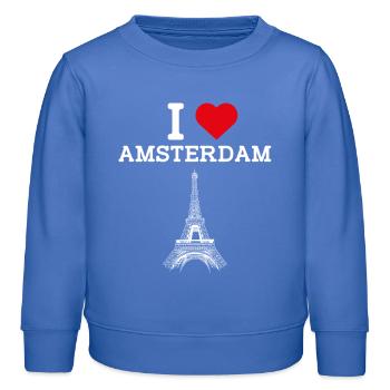 I love Amsterdam Heart Flag Netherland Tower Wortspiel - Kinder Organic Sweatshirt Mini Changer von Stanley/Stella - carolina Blue - Vorne - AI Model Kid Female (0cm)