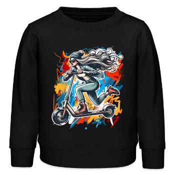 Trottinettes E-Scooters E-Scooters - Sweat enfant bio Stanley/Stella - noir - Devant - AI Model Kid Male (0cm)