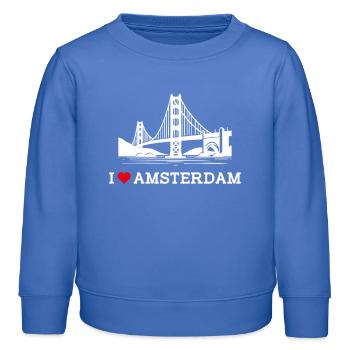 I love Amsterdam Golden Gate Bridge Netherland Wortspiel - Kinder Organic Sweatshirt Mini Changer von Stanley/Stella - carolina Blue - Vorne - AI Model Kid Female (0cm)