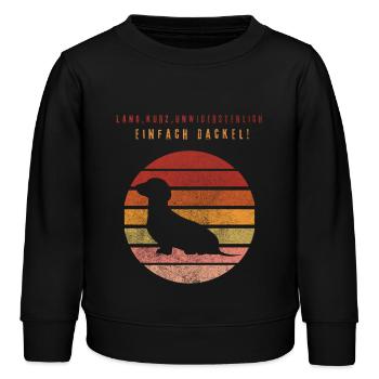 Dackelpower – Kurz, frech, einzigartig! - Kinder Organic Sweatshirt Mini Changer von Stanley/Stella - Schwarz - Vorne - AI Model Kid Male (0cm)