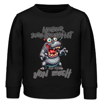 Nilpferd Lieber durchgeknallt als einer von euch - Kinder Organic Sweatshirt Mini Changer von Stanley/Stella - Schwarz - Vorne - AI Model Kid Male (0cm)