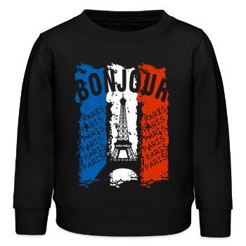 flag of France - Kids Organic Sweatshirt by Stanley/Stella - black - Front - AI Model Kid Male (0cm)