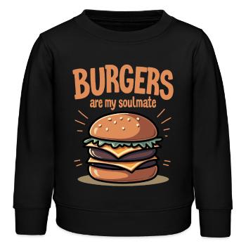 Burgers are my Soulmate Hamburger Fast Food - Kinder Organic Sweatshirt Mini Changer von Stanley/Stella - Schwarz - Vorne - AI Model Kid Male (0cm)