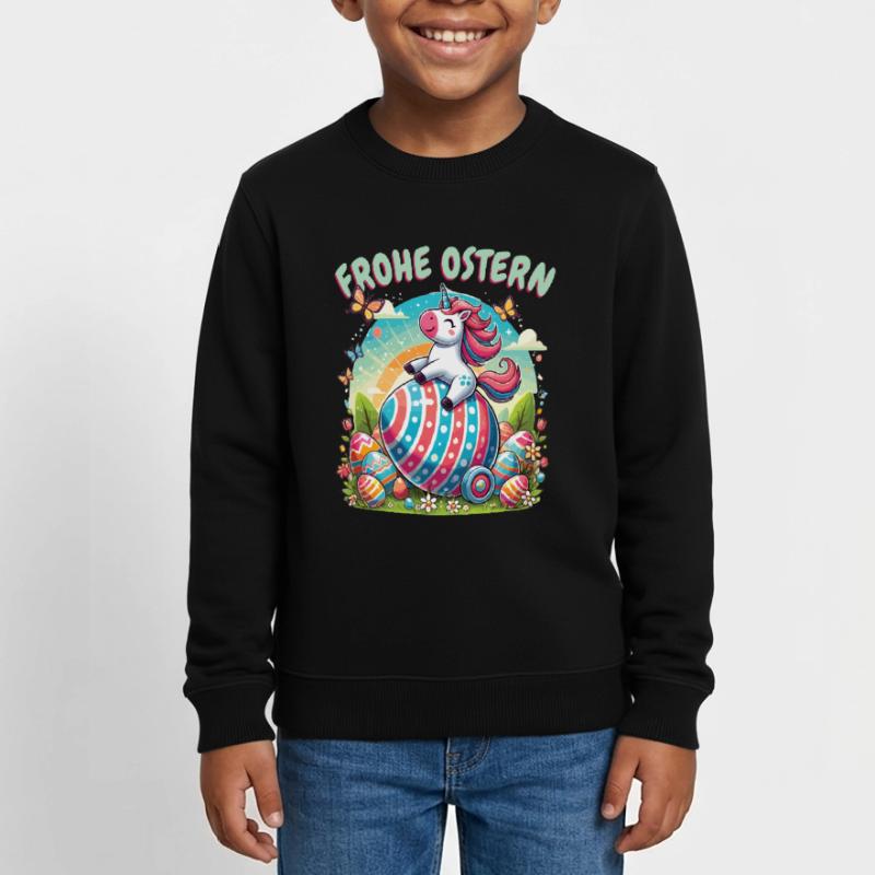 Easter Happy Easter Easter Bunny Easter Egg Spring Kids Organic Sweatshirt by Stanley/Stella